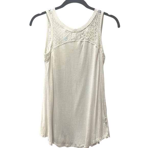 Just Be- White Lace Pocket Tank Top Sleeveless Tee - Picture 4 of 6